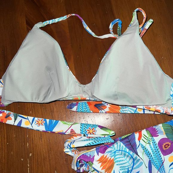 Echo Tropicalia Floral Bikini Swim Top Bottom Set Large - Picture 5 of 8